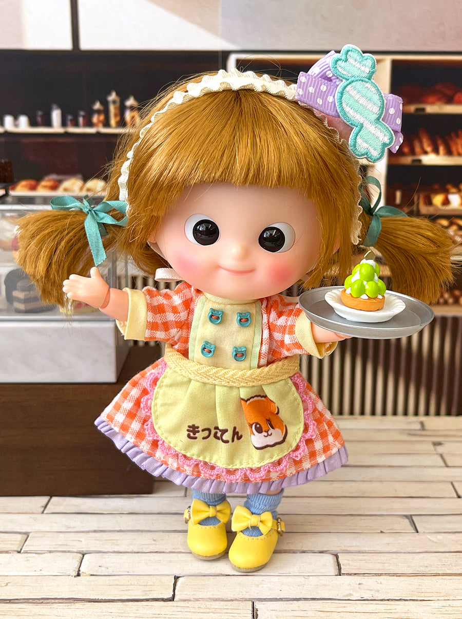 [MDF012c] M Bakery Apron dress 橙格套裝 ♡ AMMC / 肥妹  size ♡