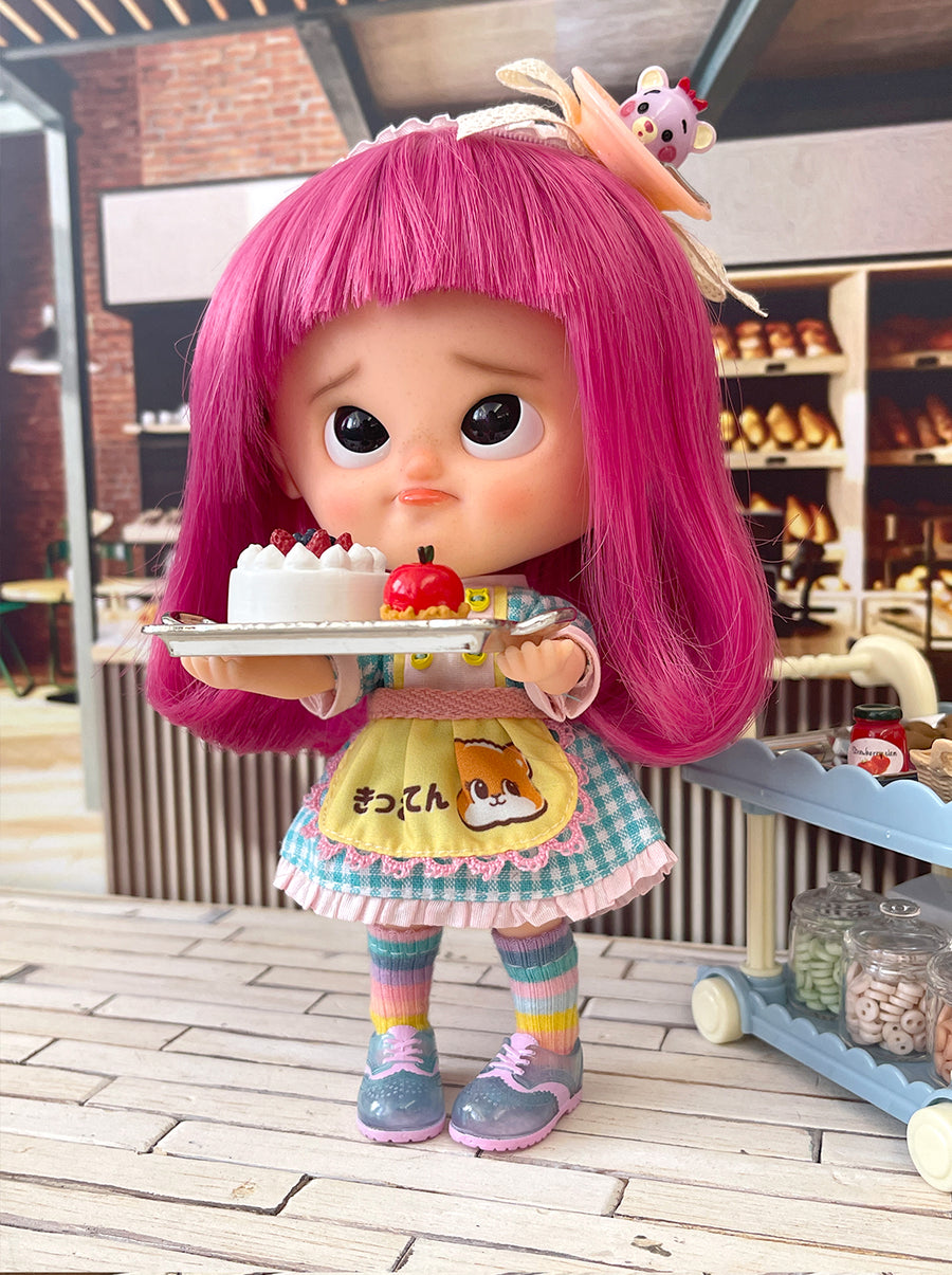 [MDF012d] M Bakery Apron dress 藍格套裝 ♡ AMMC / 肥妹  size ♡