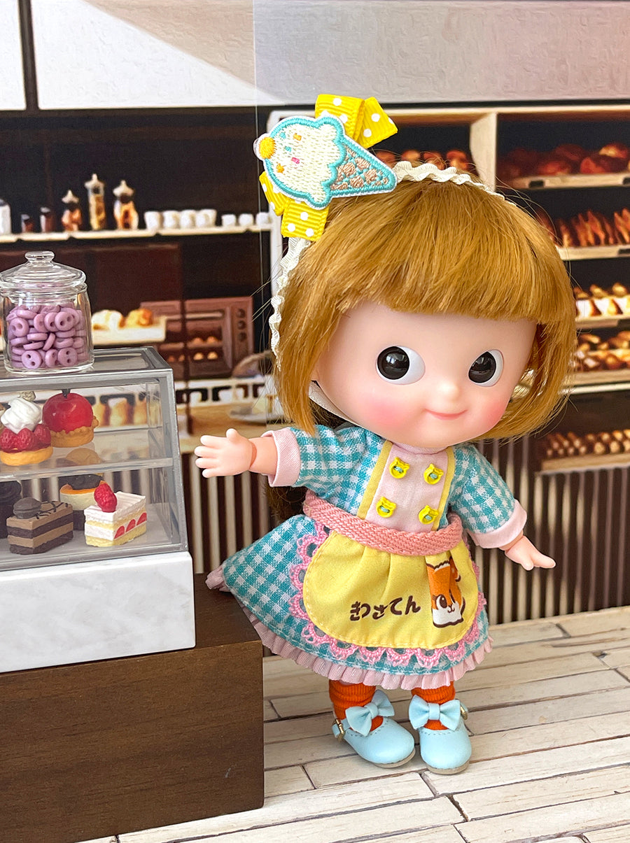 [MDF012d] M Bakery Apron dress 藍格套裝 ♡ AMMC / 肥妹  size ♡