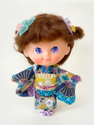 [OF453b] 和服 KIMONO ♡ 紫藍色 ♡ AMMC/MMC size