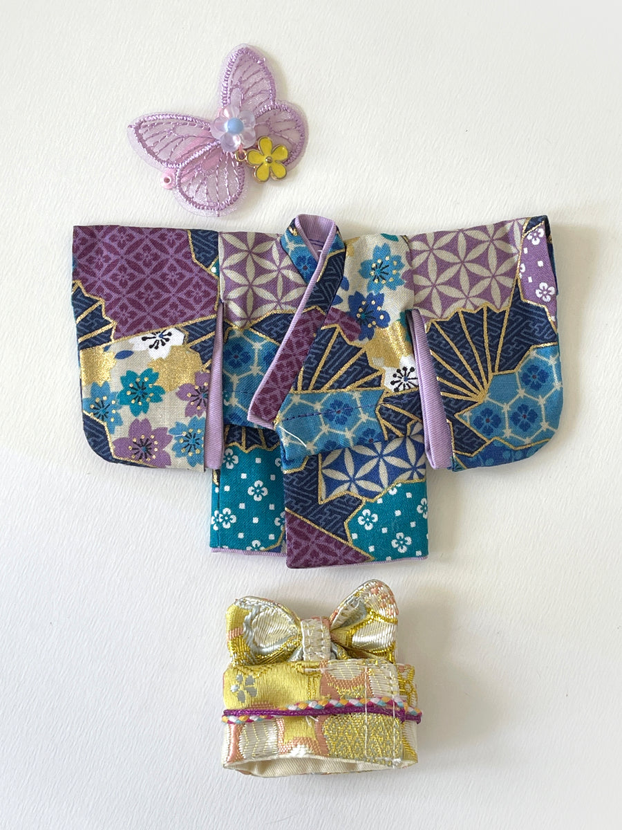 [OF453b] 和服 KIMONO ♡ 紫藍色 ♡ AMMC/MMC size