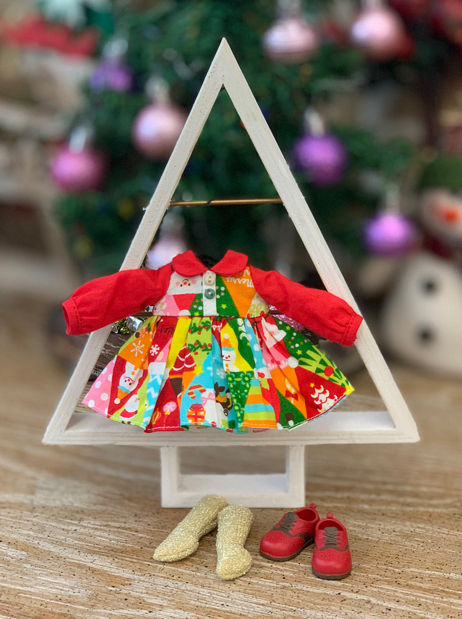 [OF402] Christmas Patchwork Dress
