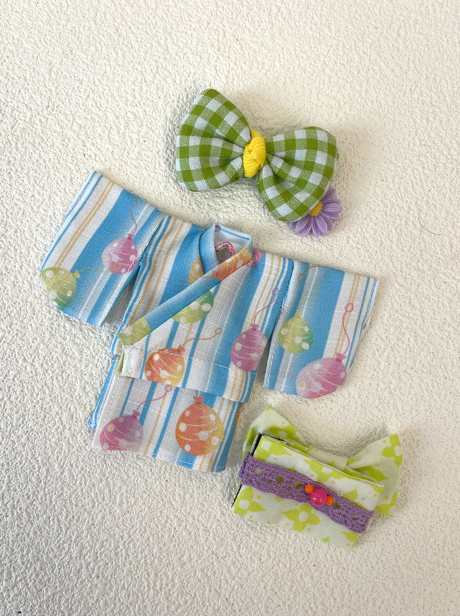 [OF442e-O] 浴衣 Yukata Girl Blue Stripe** AMMC/MMC size outfit** ♡ Pre-order ♡