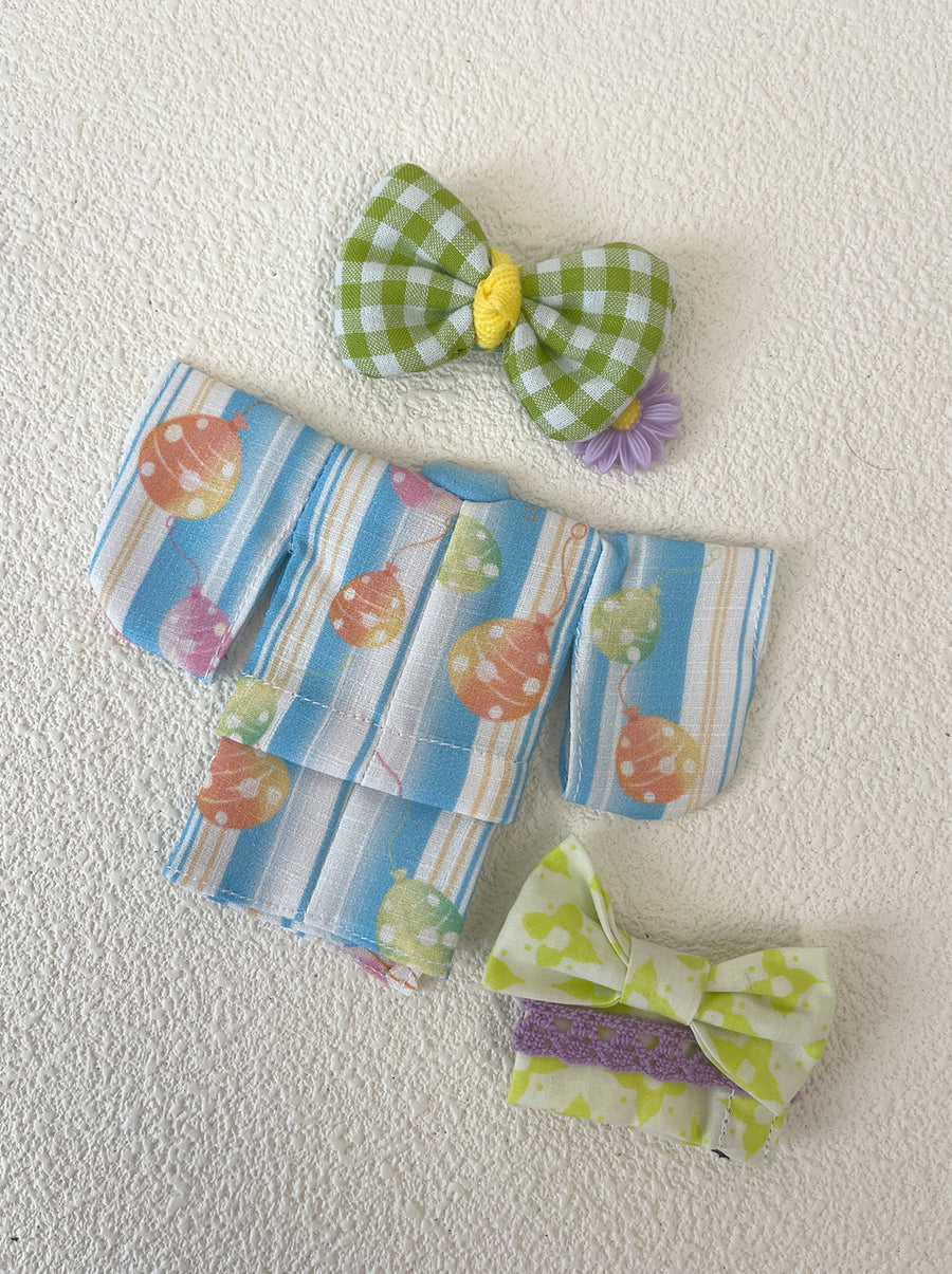 [OF442e-O] 浴衣 Yukata Girl Blue Stripe** AMMC/MMC size outfit** ♡ Pre-order ♡