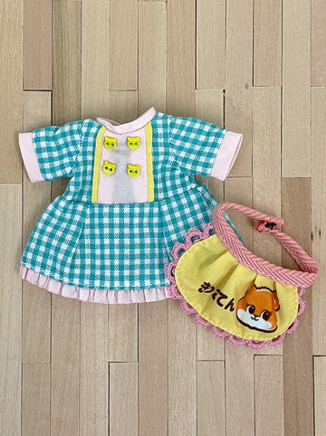 [MDF012d] M Bakery Apron dress 藍格套裝 ♡ AMMC / 肥妹  size ♡