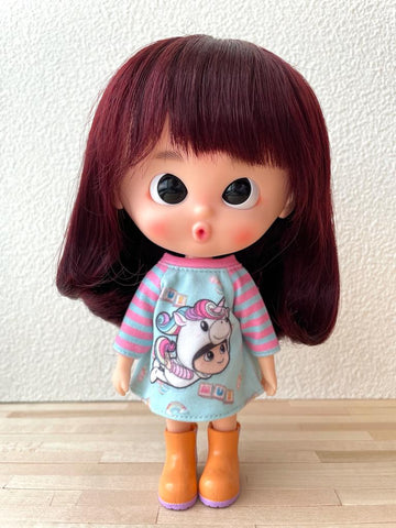[DW53] Hair Wig - Long Bob Hair /Dark Cherry Red