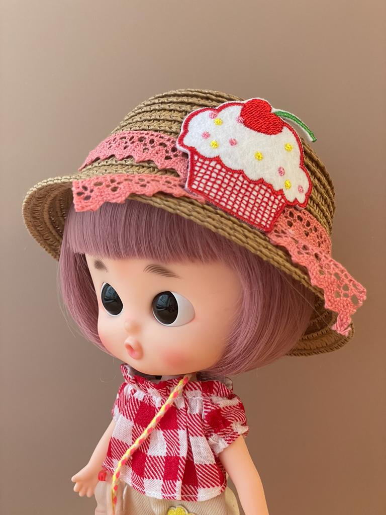 [AHT12b] Handmade Straw Hat with access. / Tan