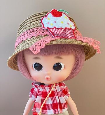 [AHT12b] Handmade Straw Hat with access. / Tan