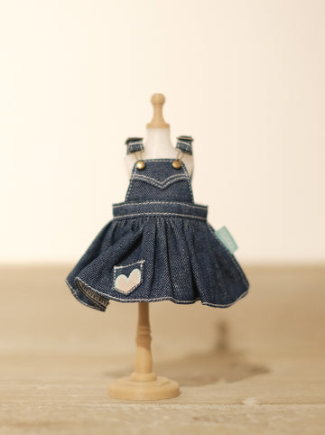 [OF299] Mui-Denim Overalls Skirt Unwashed (Dark)