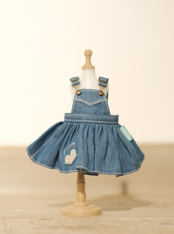 [OF298] Mui-Denim Overalls Skirt Unwashed (Light)
