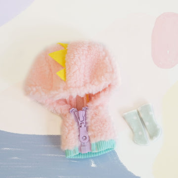 [OF360] Dinosaur Fuzzy Monster Jumper Set (Candy)