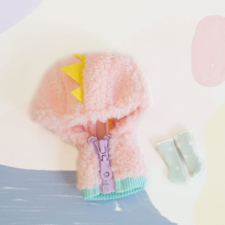 [OF360] Dinosaur Fuzzy Monster Jumper Set (Candy)