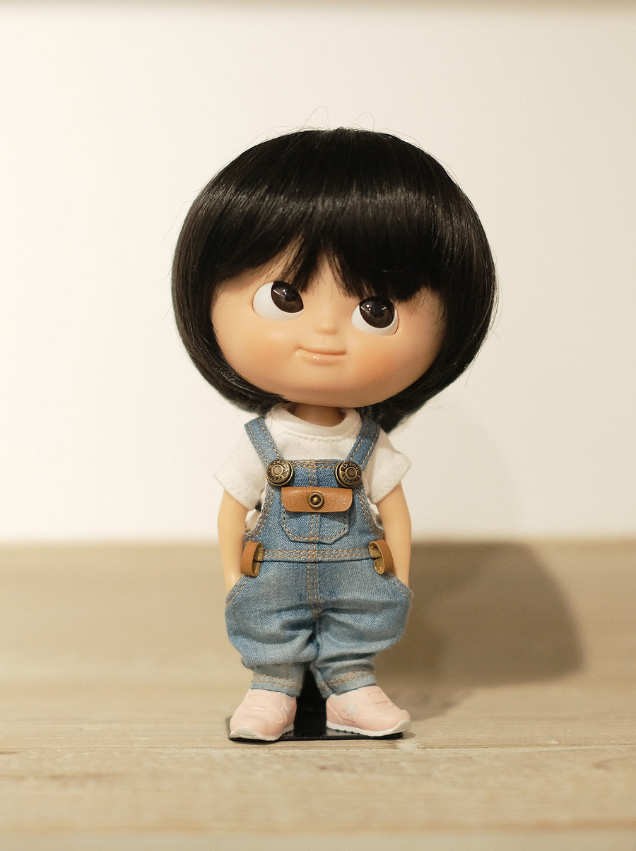 [OF289] Mui-Denim Overalls FAUX Leather (Light)