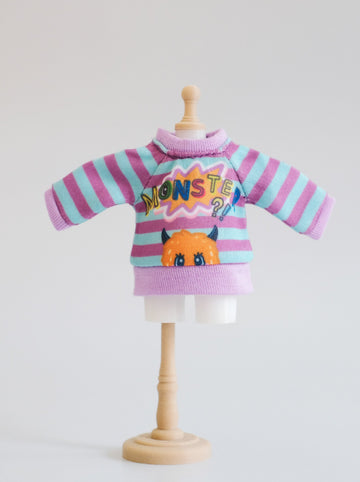 [OF357] Monster Sweater Stripe Purple
